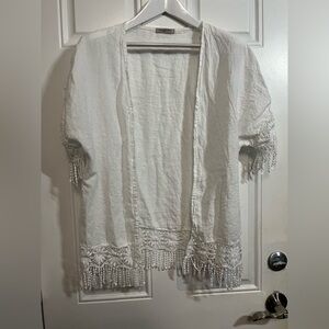 2/$30 Valentina Naldi Made in Italy Linen Crochet Kimono Cardigan